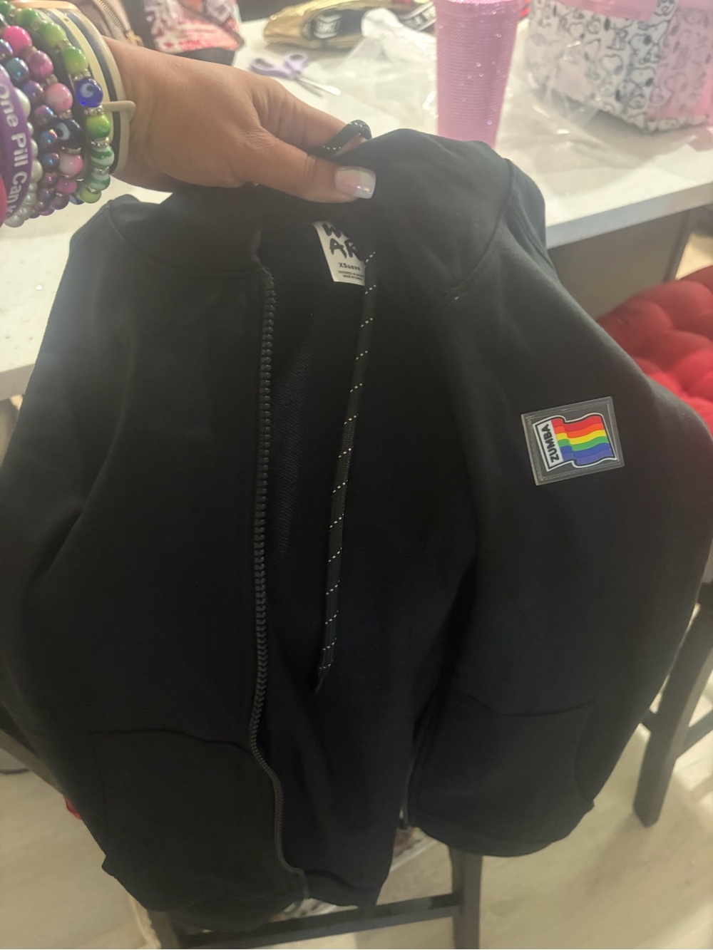 Zumba pride Zip-Up Hoodie with Rainbow Patch